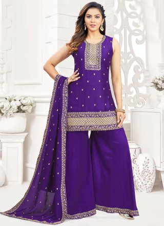 Violet Silk Palazzo Salwar Suit