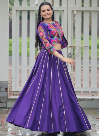 Violet Silk Readymade Lehenga Choli with Lace Work