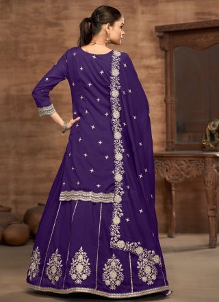 Violet Vichitra Silk Readymade Lehenga Choli