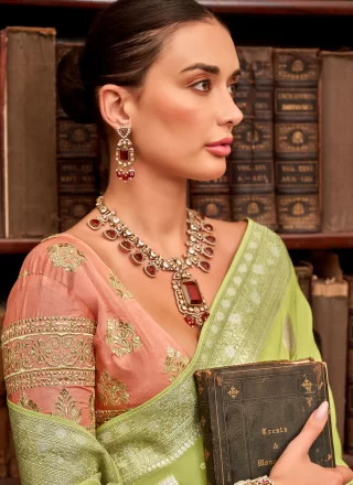 Viscose Contemporary Sari with Woven and Zari Work