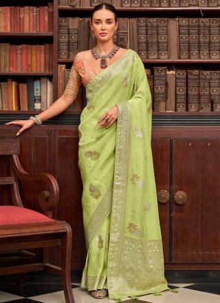 Viscose Contemporary Sari with Woven and Zari Work