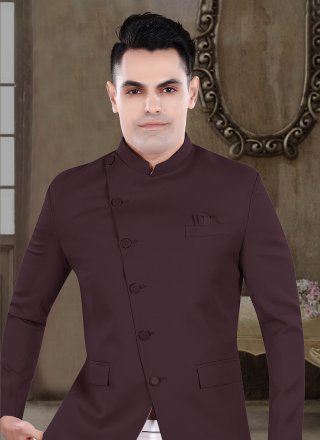 Viscose Jodhpuri Suit with Buttons and Plain Work