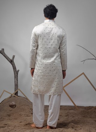 Viscose Kurta Pyjama In White Color