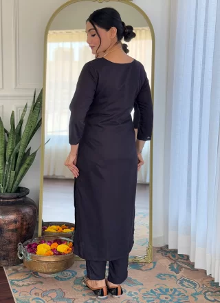 Viscose Salwar Suit In Black Color