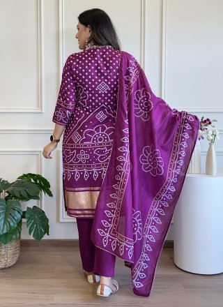 Viscose Salwar Suit In Purple Color