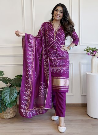 Viscose Salwar Suit In Purple Color