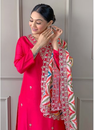 Viscose Salwar Suit with Embroidered and Print Work