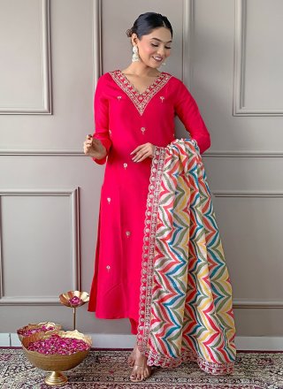 Viscose Salwar Suit with Embroidered and Print Work