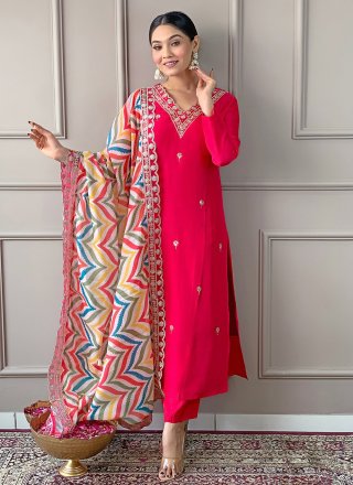 Viscose Salwar Suit with Embroidered and Print Work