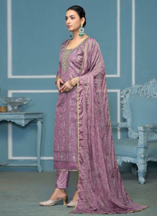 Viscose Salwar Suit with Embroidered and Print Work