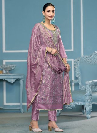 Viscose Salwar Suit with Embroidered and Print Work