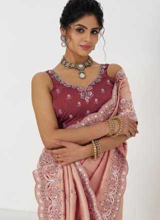 Viscose Traditional Saree with Embroidered, Moti, Sequins, Stone, Thread and Zari Work