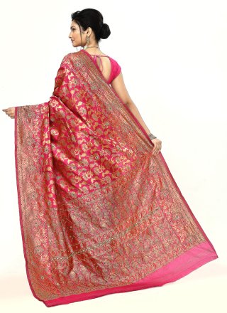 Vivacious Hot Pink Kanjivaram Silk Contemporary Sari