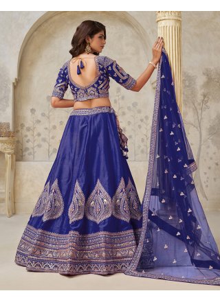 Voluptuous Purple Silk A - Line Lehenga Choli with Patch Border, Embroidered and Zari Work