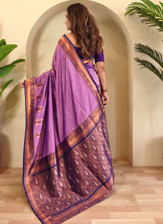 Weaving Work Paithni Traditional Saree In Lavender Colour