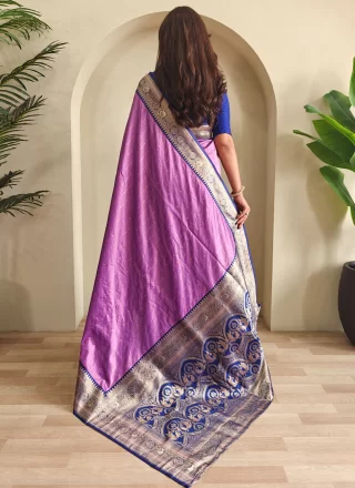 Weaving Work Silk Designer Saree In Lavender Color
