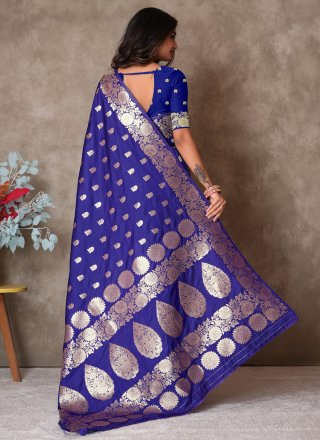 Weaving Work Silk Trendy Saree In Violet for Casual