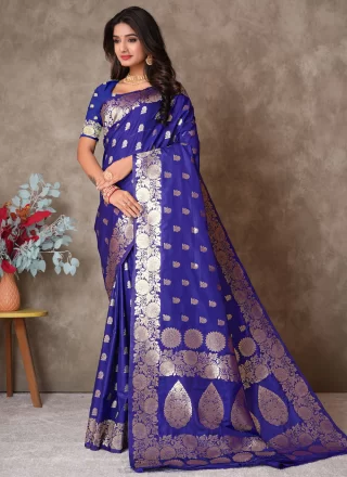 Weaving Work Silk Trendy Saree In Violet for Casual