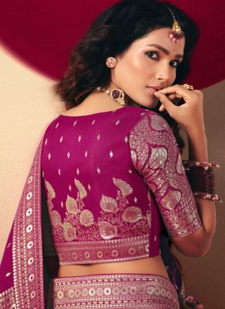 Weaving Work Viscose Classic Sari In Purple