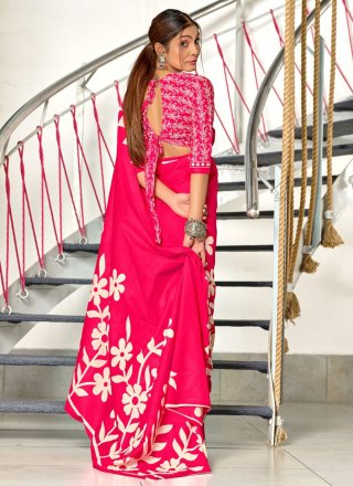 Whimsical Pink Soft Cotton Contemporary Sari