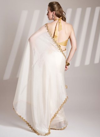 White Burburry Classic Saree