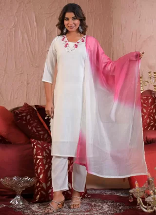 White Chanderi Readymade Style