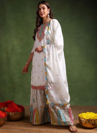 White Chiffon Palazzo Salwar Suit