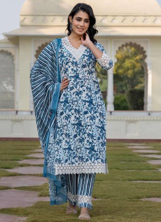 White Cotton Floral Patch Work Salwar Suit
