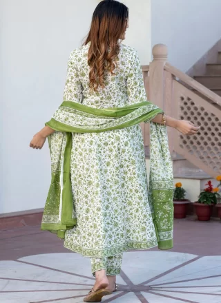 White Cotton Readymade Style Suit