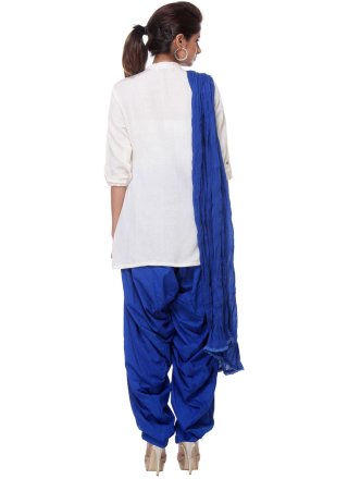 White Cotton Salwar Suit with Fancy Work