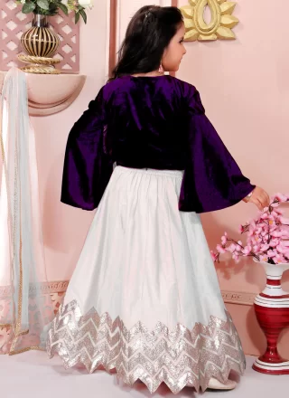 White Cotton Silk Lace and Zari Work Readymade Lehenga Choli