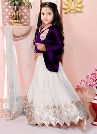 White Cotton Silk Lace and Zari Work Readymade Lehenga Choli