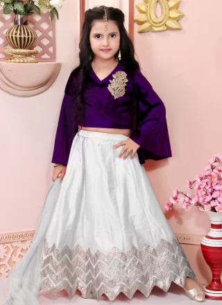 White Cotton Silk Lace and Zari Work Readymade Lehenga Choli