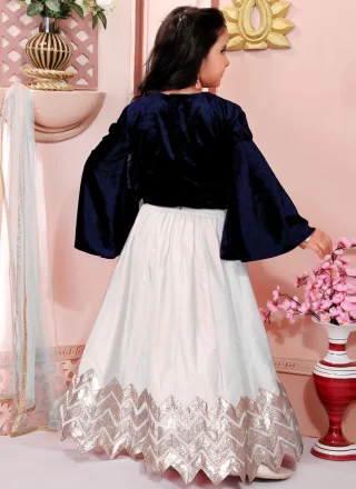 White Cotton Silk Lace and Zari Work Readymade Lehenga Choli for Ceremonial