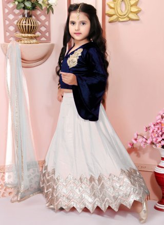 White Cotton Silk Lace and Zari Work Readymade Lehenga Choli for Ceremonial