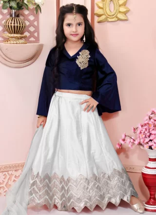 White Cotton Silk Lace and Zari Work Readymade Lehenga Choli for Ceremonial