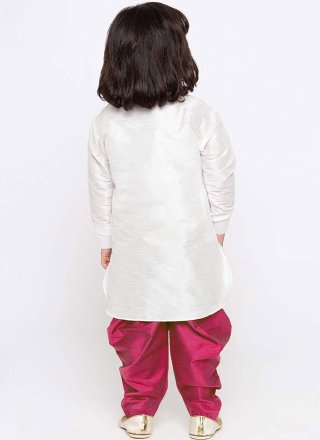 White Dupion Silk Kurta Pyjama