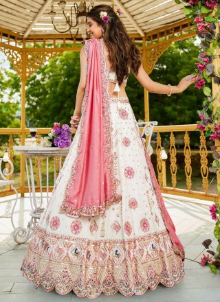 White Georgette A - Line Lehenga Choli