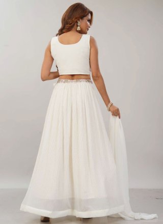 White Georgette Readymade Lehenga Choli