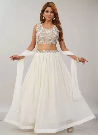 White Georgette Readymade Lehenga Choli