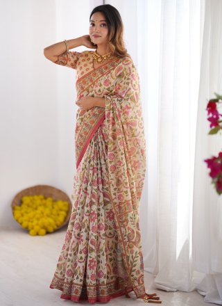 White Handloom Cotton Classic Saree