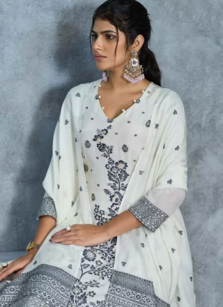 White Maslin Cotton Embroidered and Floral Patch Work Salwar Suit