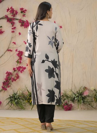 White Muslin Salwar Suit with Floral Patch Work