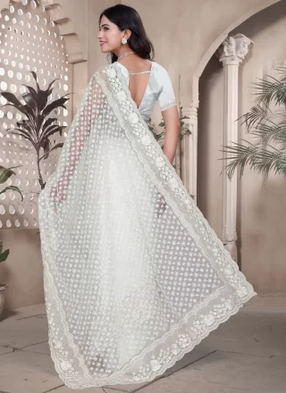 White Net Contemporary Saree