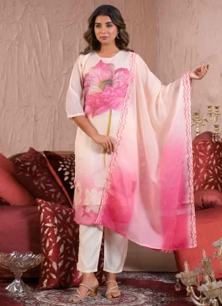 White Silk Readymade Salwar Suit