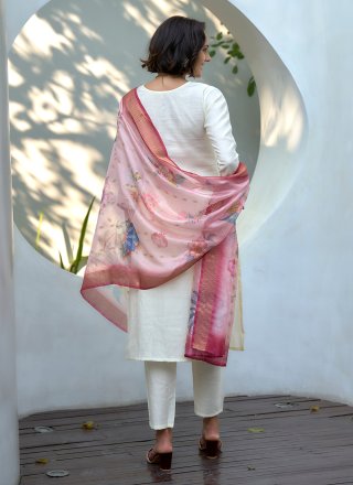 White Viscose Embroidered Work Salwar Suit for Festival