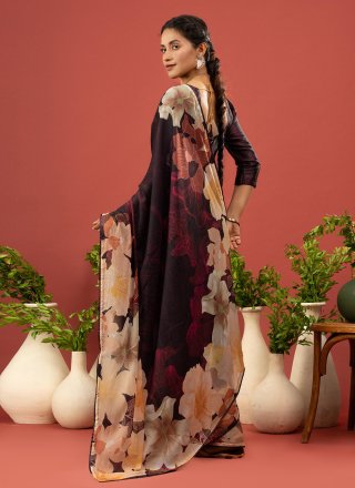 Wine Georgette Classic Sari