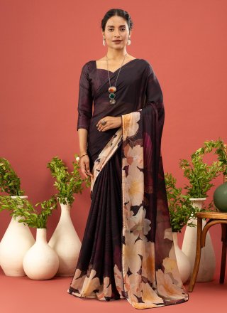 Wine Georgette Classic Sari