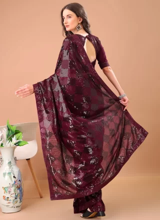 Wine Georgette Trendy Saree