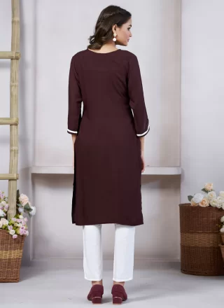 Wine Rayon Designer Kurti